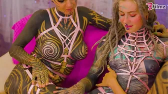 3 Inked Girls Wrecked by 2 Guys in Hardcore Orgy